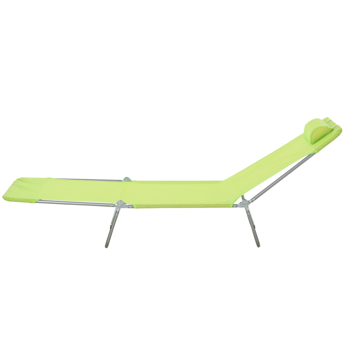 Outsunny Sonnenliege klappbar Gartenliege mit Kopfkissen Liegestuhl verstellbar mit 5-Fach Campingliege bis 120kg belastbar für Garten, Balkon und Pool geeignet, 4 Farben(Grün)
