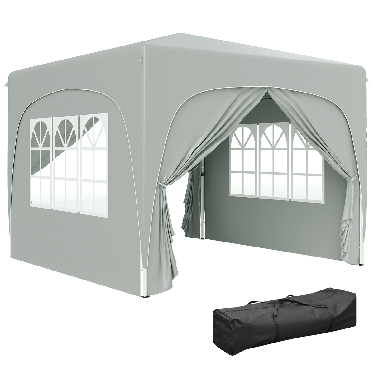 Outsunny 3 x 3 m Pavillon, Pop-up Gartenzelt mit Seitenwänden und Tragetasche, UPF50+, höhenverstellbar, Sand
