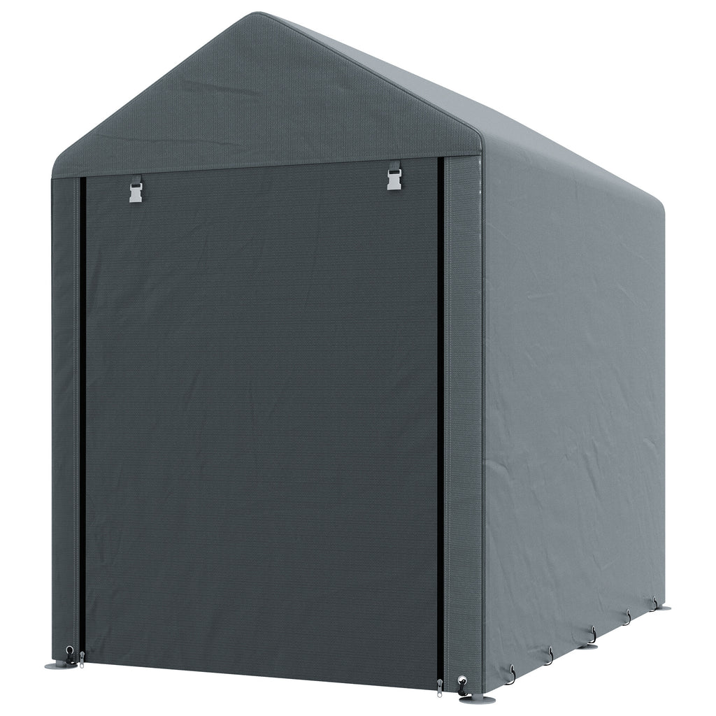 Outsunny Gartenschuppen, Lagerzelt, robust & wetterfest, Stahlrahmen, 1,2x1,8x1,6m, Dunkelgrau
