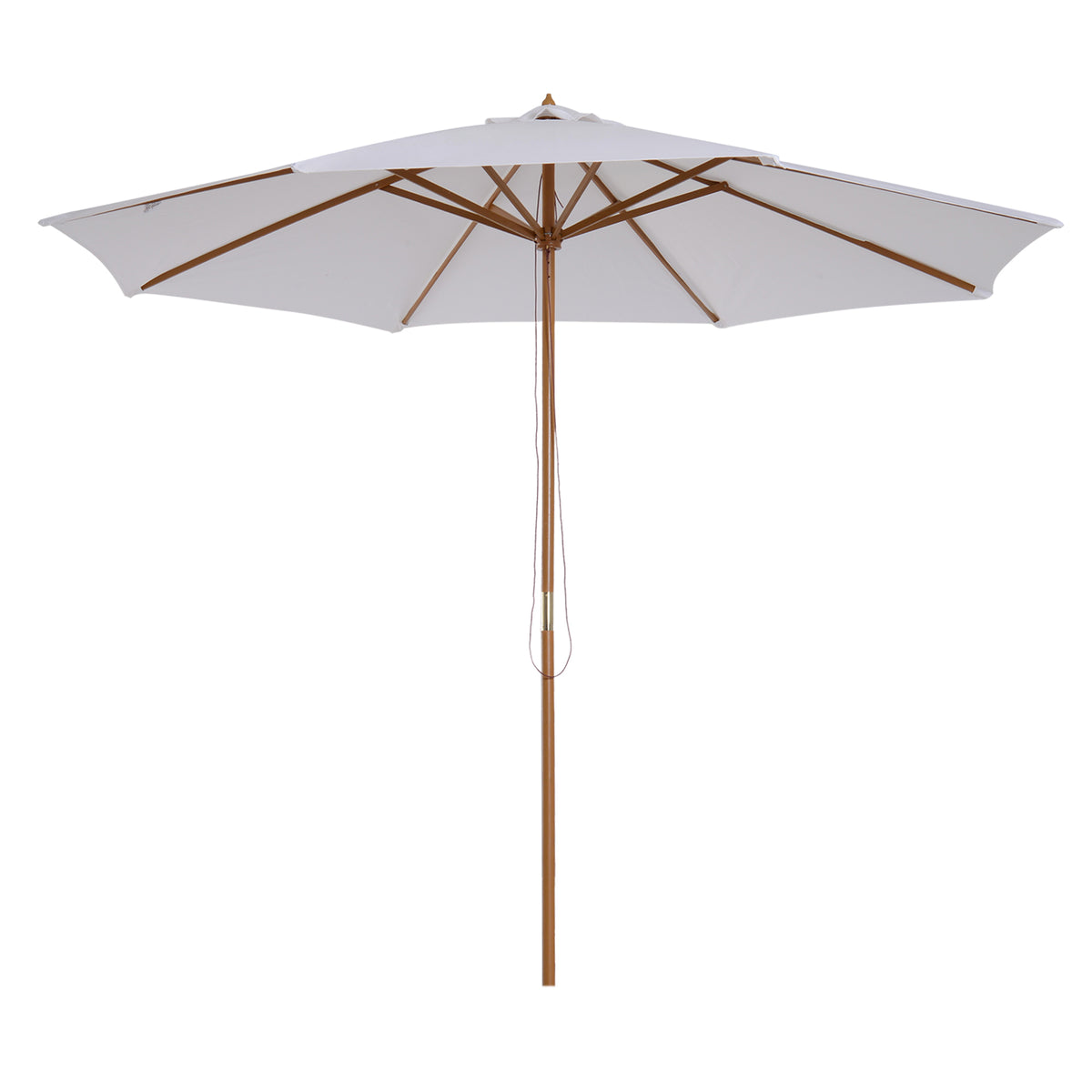 Outsunny Sonnenschirm Ø 300 cm, Sonnenschirm mit UV Schutz Balkonschirm aus Holz Strandschirm stabil Marktschirm Sonnenschutz für Strand Terrasse Garten, Weiß