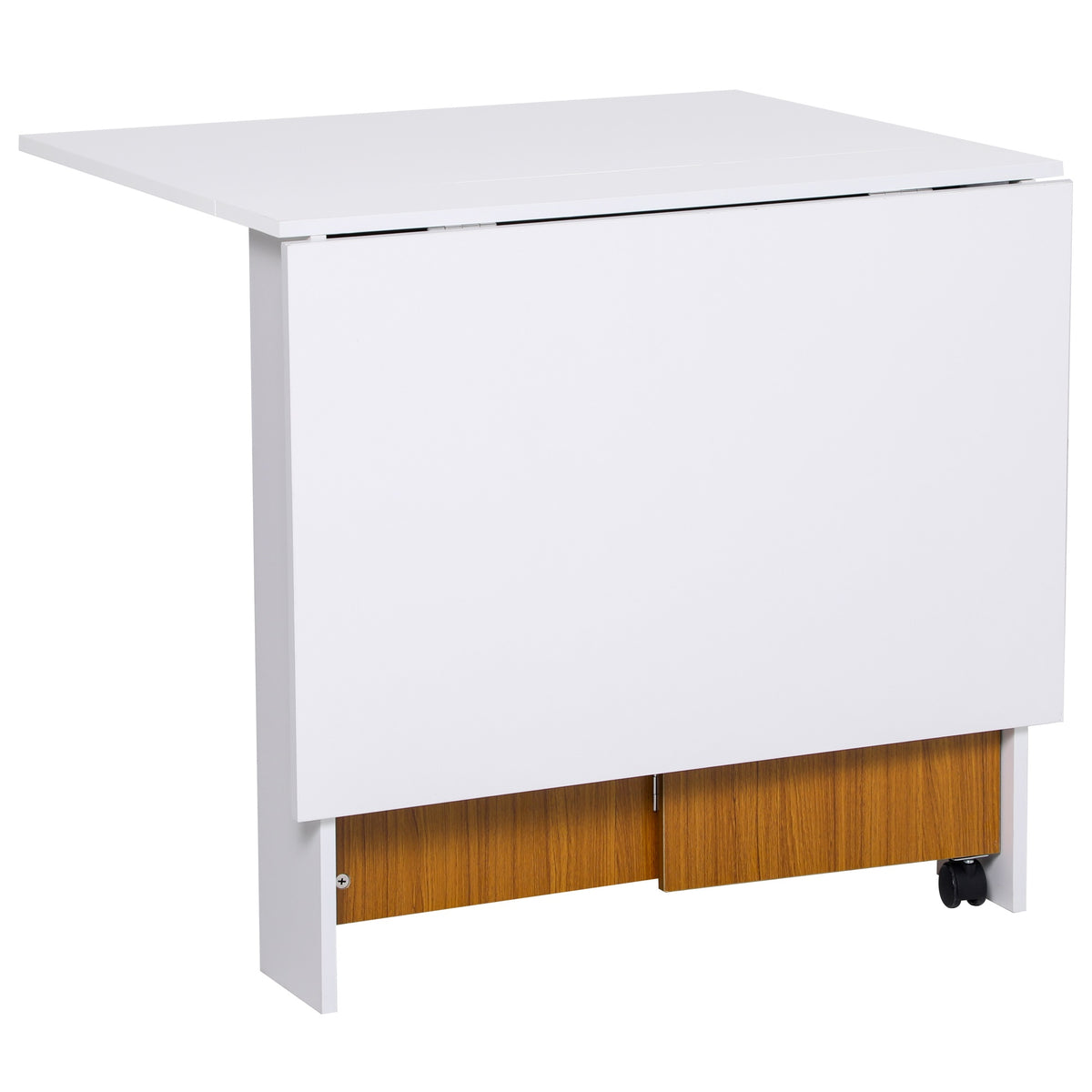 HOMCOM Ausklappbarer Esstisch Ausziehbarer Esstisch, mobil, modernes Design, 120 cm x 80 cm x 73 cm, Teak + Weiß