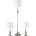 HOMCOM 3-teiliges Lampenset im Vintage-Design, 2 Tischleuchten, 1 Stehleuchte, 35,5 cm x 35,5 cm x 146 cm, Silber + Weiß