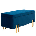 HOMCOM Sitzbank, Polsterbank mit Stauraum, Metall, Kautschukholz, Schaumstoff, 100 x 40 x 42 cm, Dunkelblau