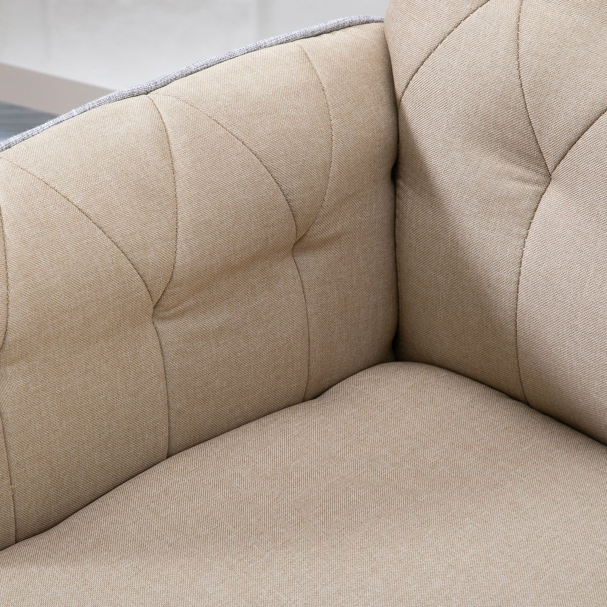 Vinsetto Bürostuhl mit Wippfunktion Drehstuhl Home-Office-Stuhl höhenverstellbarer Schreibtischstuhl Computerstuhl Arbeitsstuhl mit Armen 360°-Drehräder Schaumstoff Beige 66 x 69 x 89,5-97 cm
