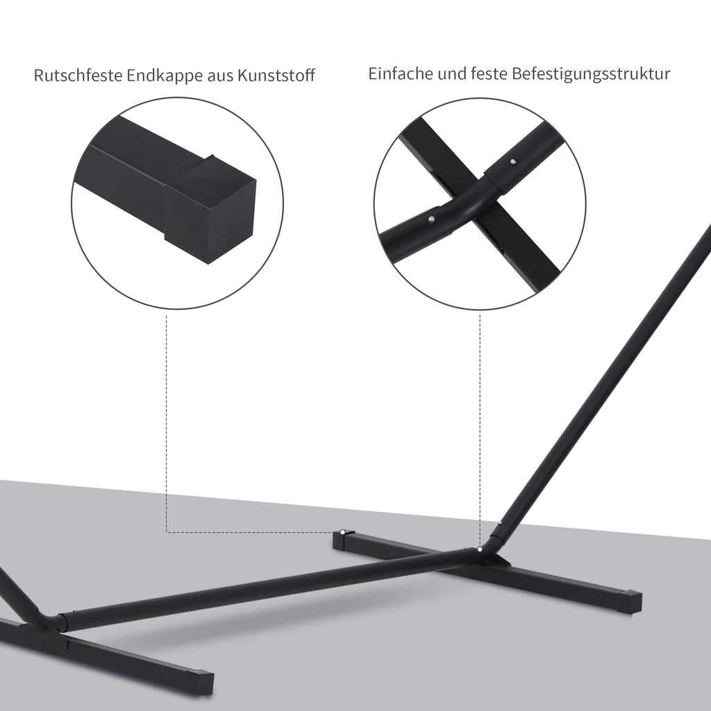 Outsunny Hängemattengestell für Hängematten Hängemattenständer mit Haken Garten Strand Metall 360 x 92 x 112 cm bis 120 kg