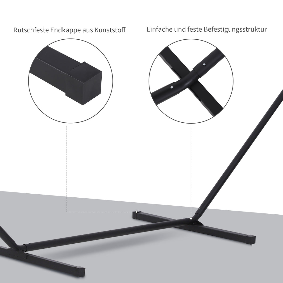 Outsunny Hängemattengestell für Hängematten Hängemattenständer mit Haken Garten Strand Metall 360 x 92 x 112 cm bis 120 kg