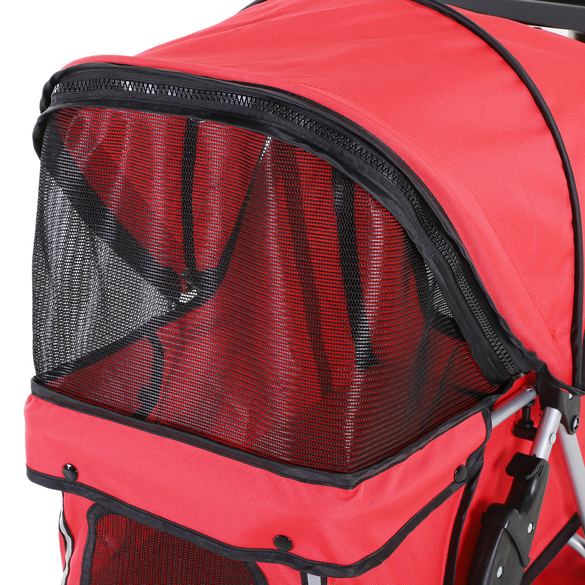 PawHut Hundewagen Hundebuggy bis 10 kg Klappbar Bodenkorb 2 Becherhalter verstellbares Vordach Rot