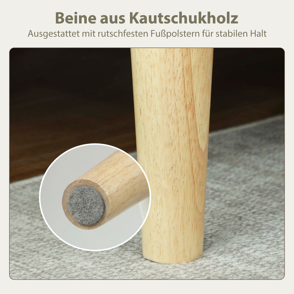HOMCOM 2-Sitzer-Sofa, Doppelsitzsofa mit Kautschukholzbeinen, Polstersofa für Wohnzimmer, Schlafzimmer, Cremeweiß