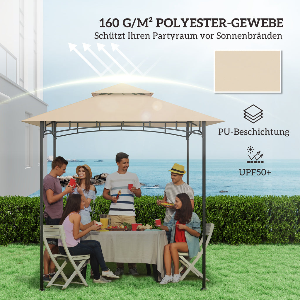 Outsunny Ersatzplane für Gartenpavillon, Grillpavillon-Ersatzdach für 152 x 244 cm Gestelle, UPF50+ Schutz, Polyester, Beige