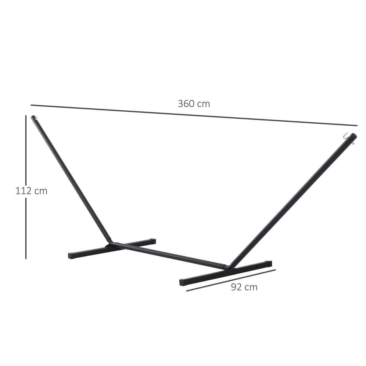 Outsunny Hängemattengestell für Hängematten Hängemattenständer mit Haken Garten Strand Metall 360 x 92 x 112 cm bis 120 kg