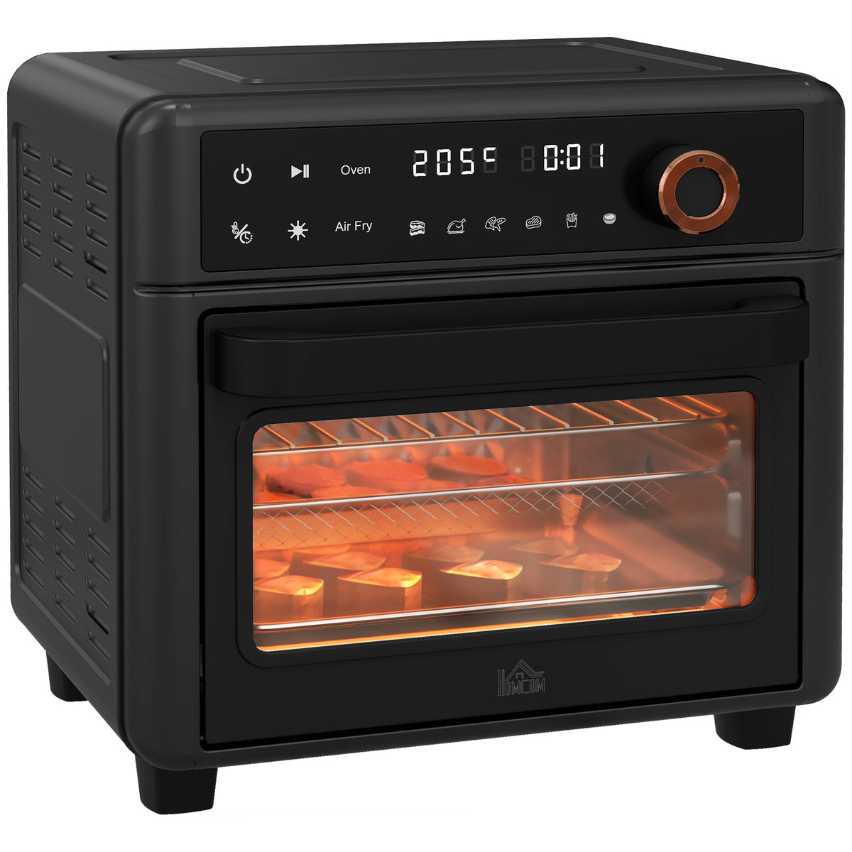 HOMCOM Minibackofen, Heißluftfritteuse, 40-220° C, 12 Programme, Zubehör, Schwarz