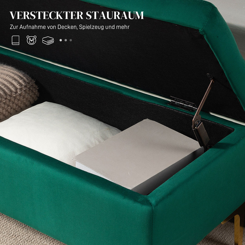 HOMCOM Sitzbank mit Stauraum, belastbar bis 120kg, 120x44x44,5cm, Grün
