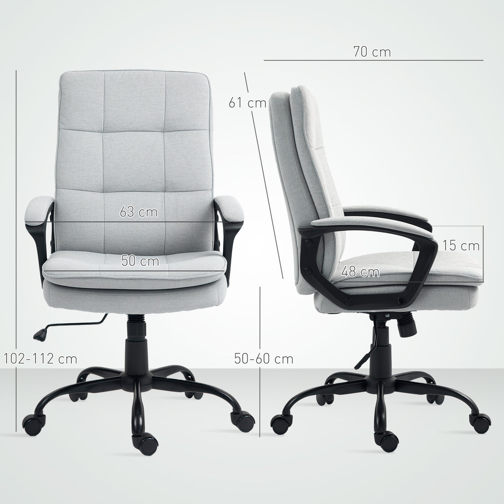 HOMCOM Bürostuhl, Schreibtischstuhl, Kippfunktion, höhenverstellbar, bis 120 kg, Grau