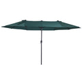 Outsunny Sonnenschirm Gartenschirm Marktschirm Doppelsonnenschirm Terrassenschirm mit Handkurbel Dunkelgrün Oval 460 x 270 x 240 cm