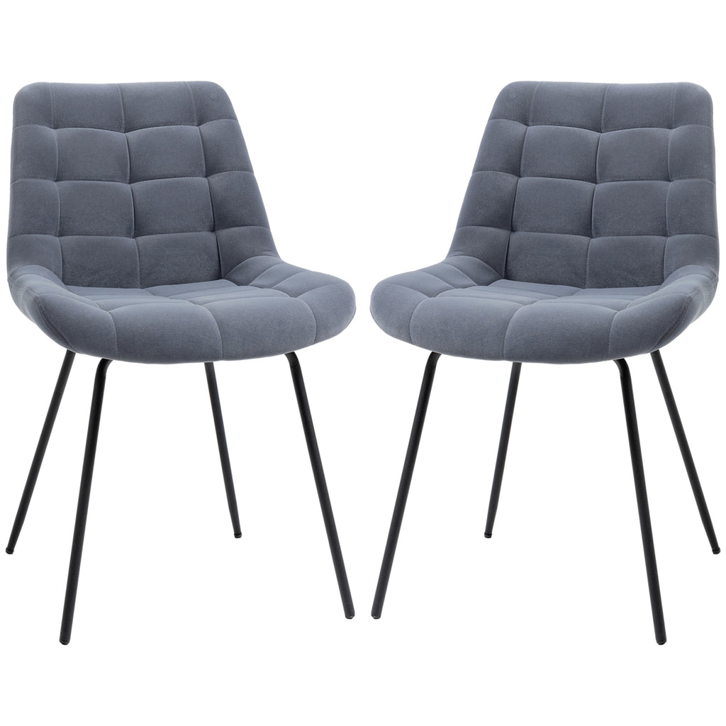 HOMCOM 2er-Set Esszimmerstühle im Retro-Design, Samtoptik, 50 cm x 61 cm x 79 cm, Dunkelgrau