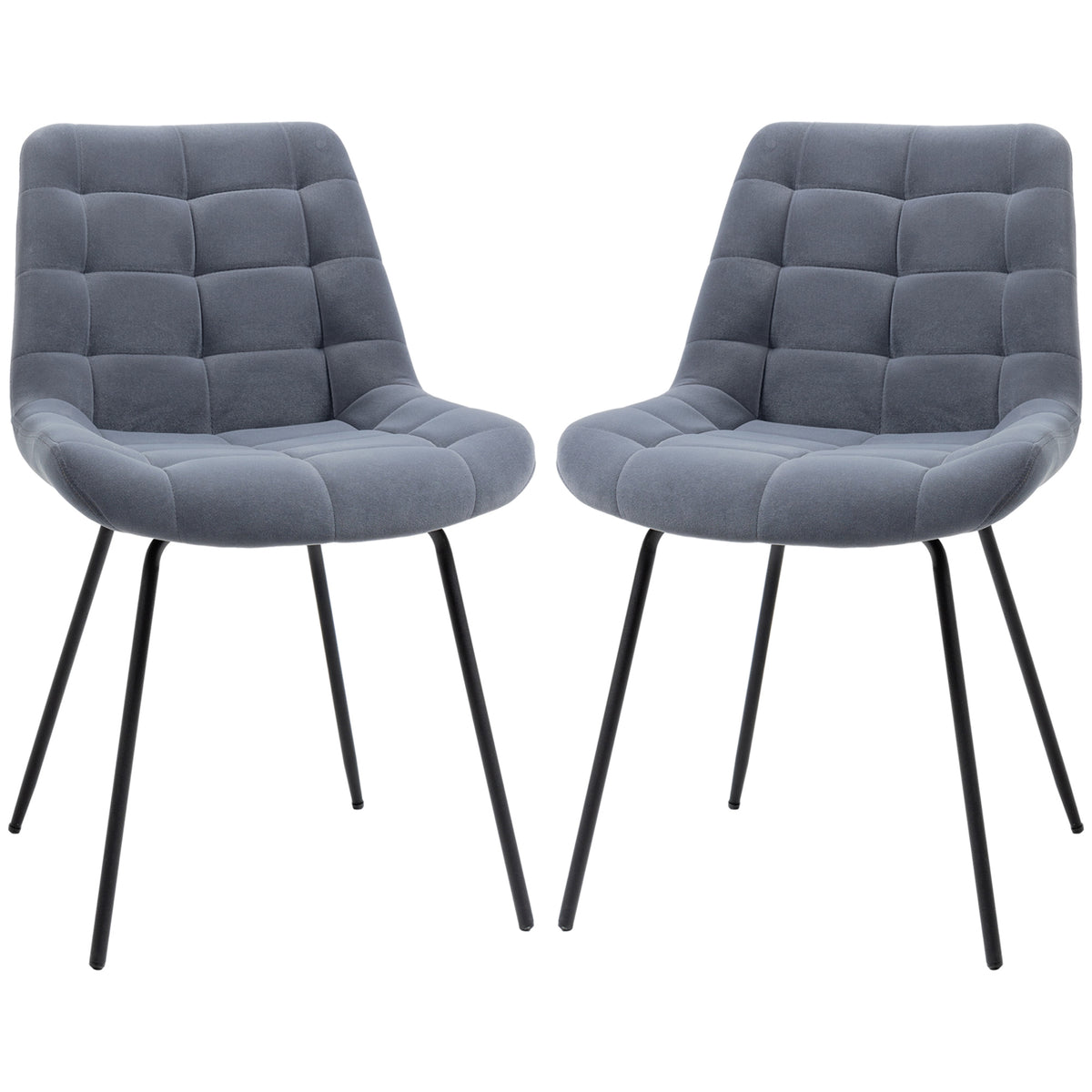 HOMCOM 2er-Set Esszimmerstühle im Retro-Design, Samtoptik, 50 cm x 61 cm x 79 cm, Dunkelgrau
