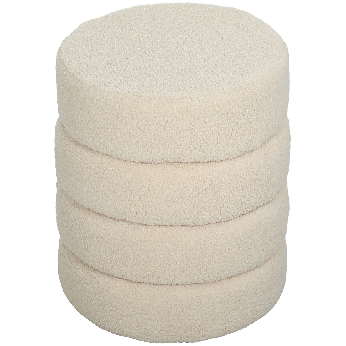 HOMCOM Hocker, rund, Teddyfleece, Metallgestell, bis 120kg, Φ40x45H cm, Beige