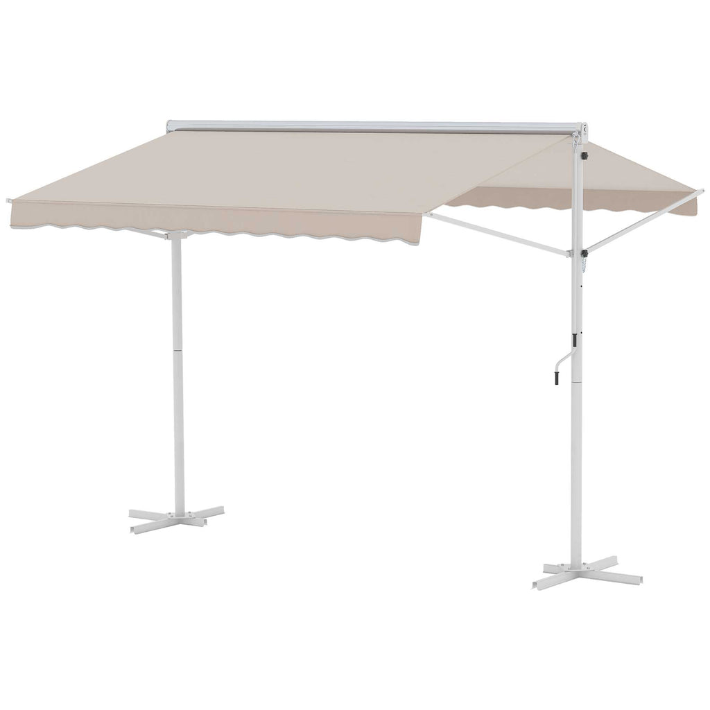 Outsunny Standmarkise Gartenmarkise Markise mit Faltarm Kurbel Terrasse Creme 3x3m