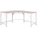 HOMCOM Computertisch Schreibtisch L-Form Arbeitstisch Bürotisch Eckschreibtisch Winkelschreibtisch MDF Natur 150 x 150 x 76 cm