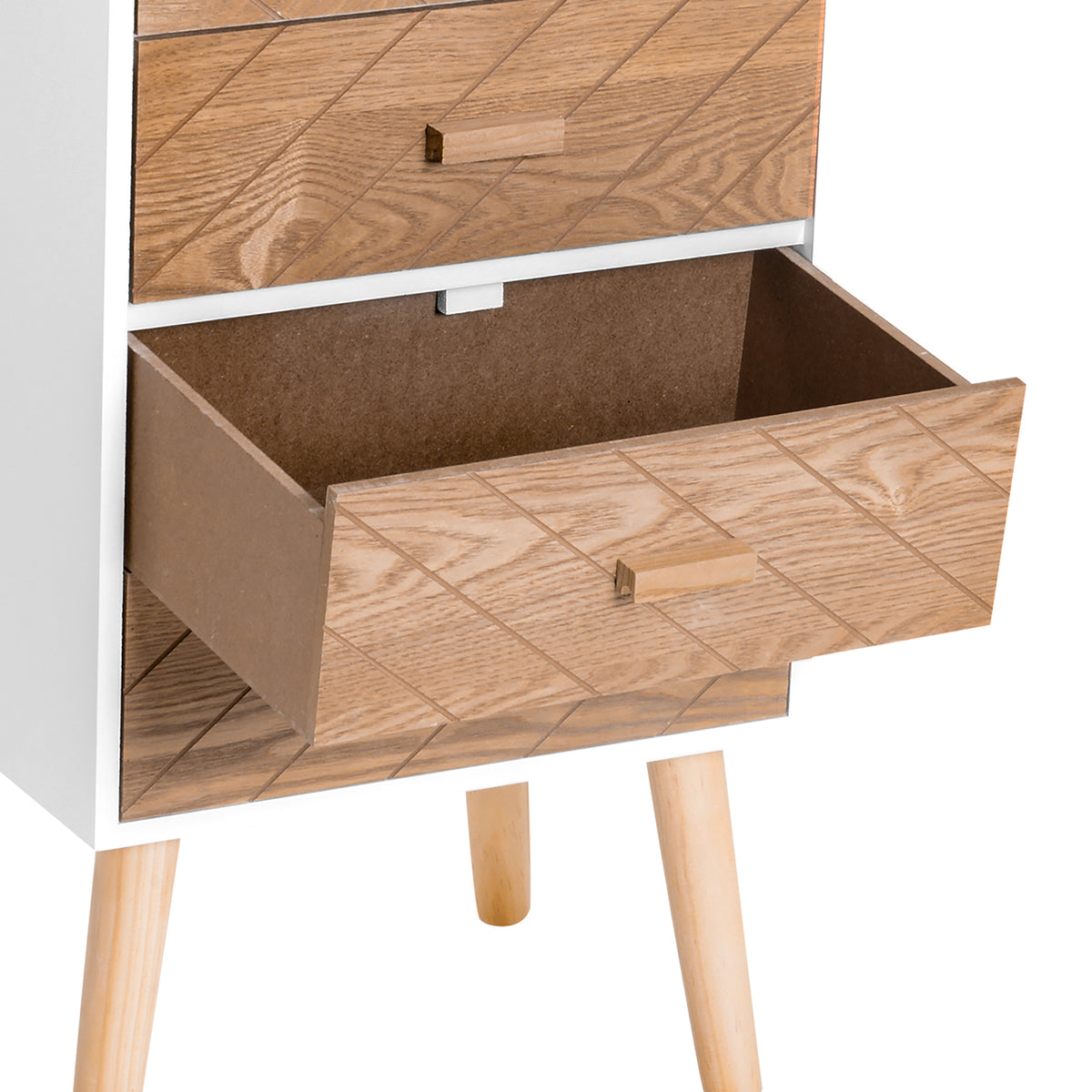 HOMCOM Nachttisch Nachtkommode Flurkommode mit Schubladen Holz weiß + natur 40 x 30 x 75 cm