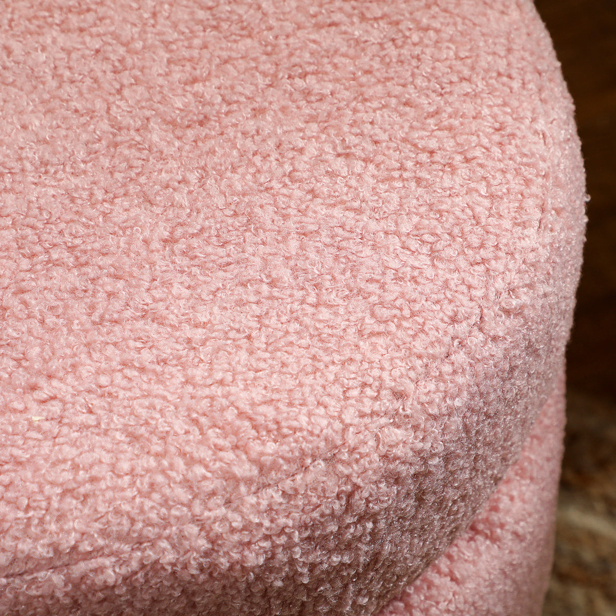 HOMCOM Hocker, rund, Teddyfleece, Metallgestell, bis 120kg, Φ40x45H cm, Rosa