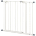 PawHut Türschutzgitter für Hunde, Absperrgitter, Schutzgitter für Haustiere, Metall, Kunststoff, 74-87 cm, Weiß