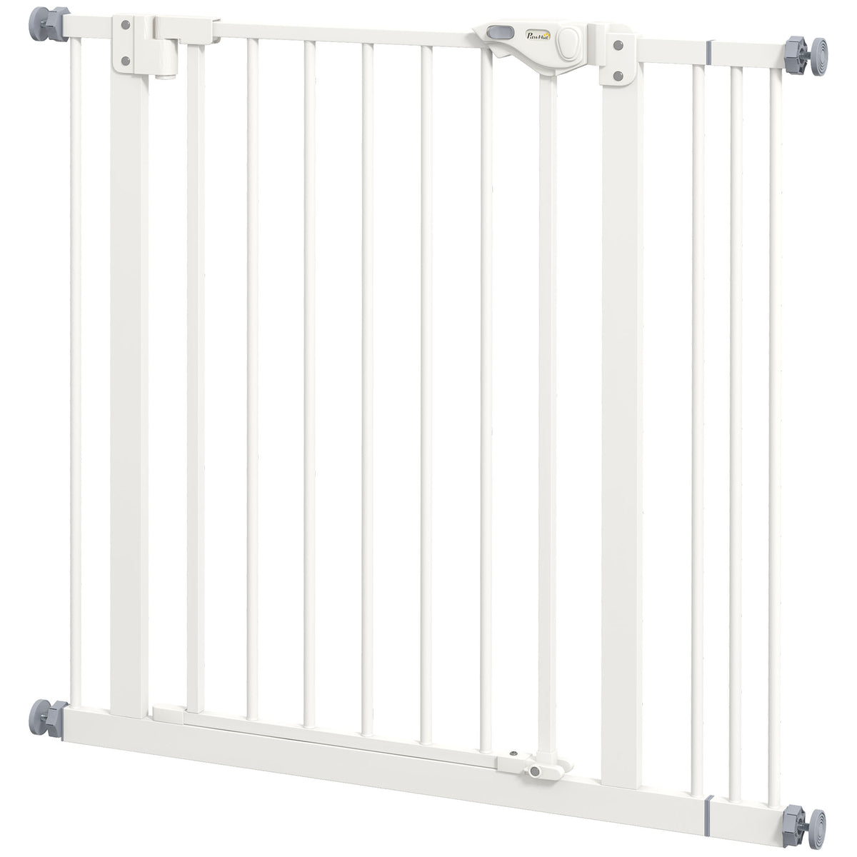 PawHut Türschutzgitter für Hunde, Absperrgitter, Schutzgitter für Haustiere, Metall, Kunststoff, 74-87 cm, Weiß