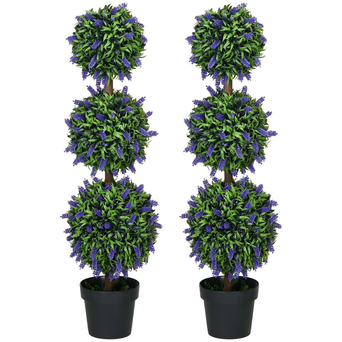 HOMCOM 2er-Set Künstliche Pflanzen, UV-beständige Kunstpflanze im Blumentopf, 110 cm Zimmerpflanze für Wohnzimmer, Garten