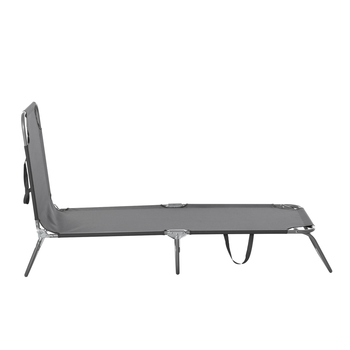 Outsunny Sonnenliege, klappbar, verstellbare Rückenlehne, rostfreier Metallrahmen, 187 x 55 x 24, Grau