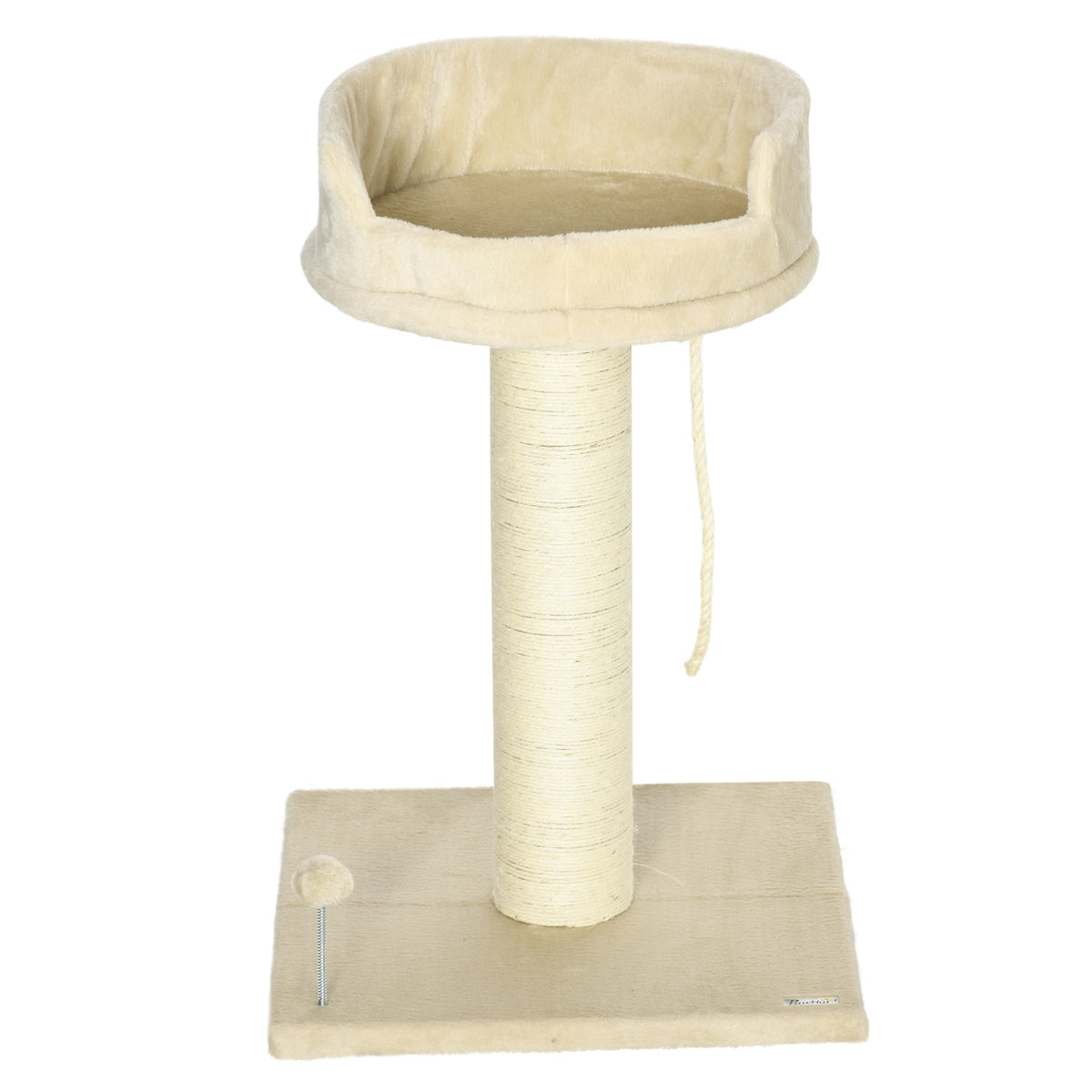 PawHut Kratzbaum Katzenbaum Katzenbett, 1 Katzenbett, inkl. Katzenspielzeug, 55 cm x 55 cm x 83 cm, Beige
