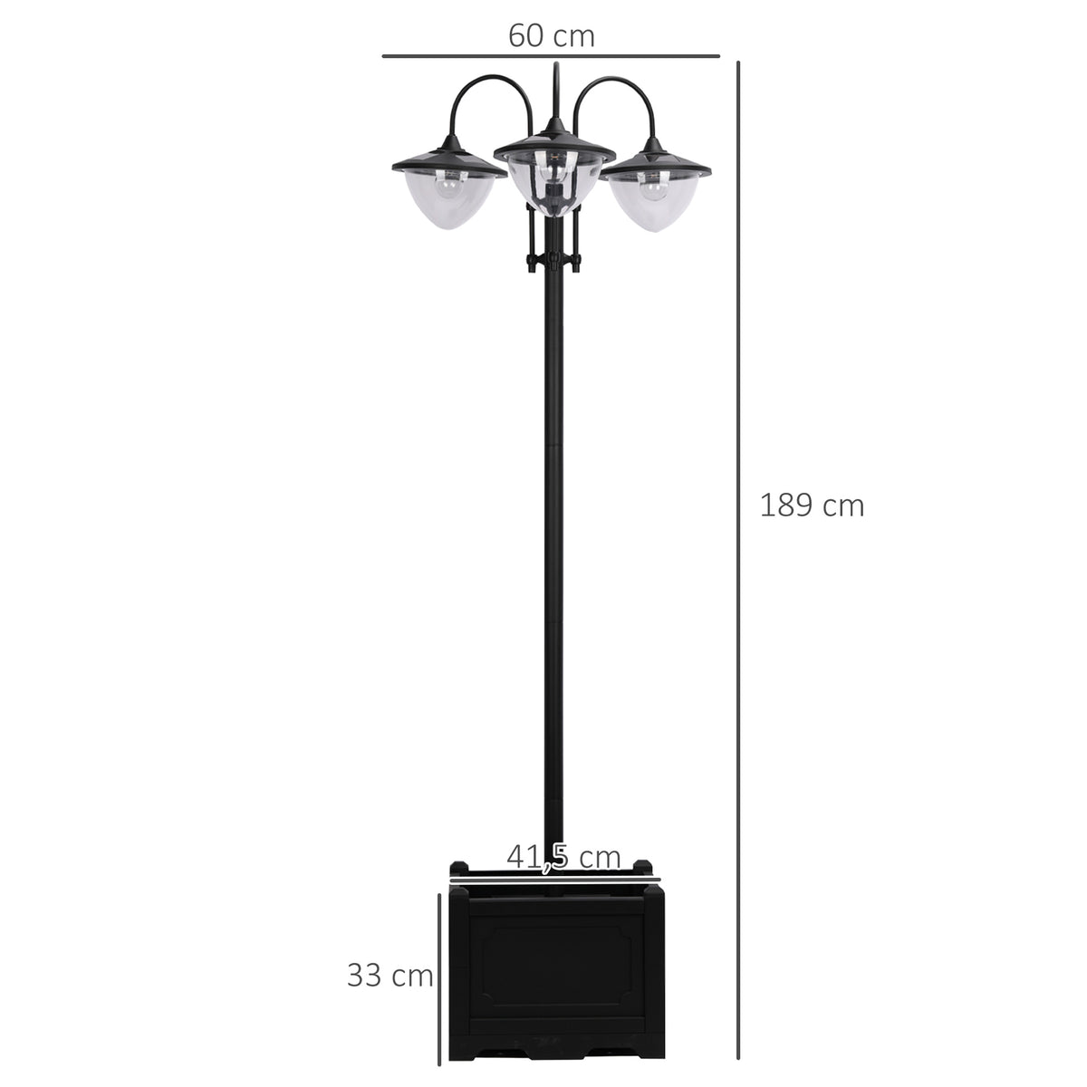Outsunny Solar Laterne Stehleuchte aus Metall, Gartenlaterne mit Lichtsteuerung, 189 cm hoch, Windlicht Außenleuchte, Wasserdicht IP44 mit Blumentopf-Basis für Garten Balkon Deko Schwarz
