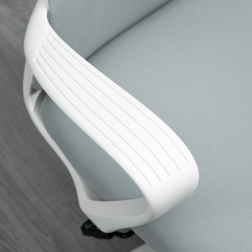 Vinsetto Bürostuhl mit Wippfunktion, Höhenverstellbar, bis 120 kg, Ergonomisch, Drehbar, 62x56x110-119,5cm, Hellgrau