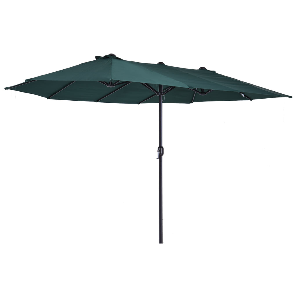 Outsunny Sonnenschirm Gartenschirm Marktschirm Doppelsonnenschirm Terrassenschirm mit Handkurbel Dunkelgrün Oval 460 x 270 x 240 cm