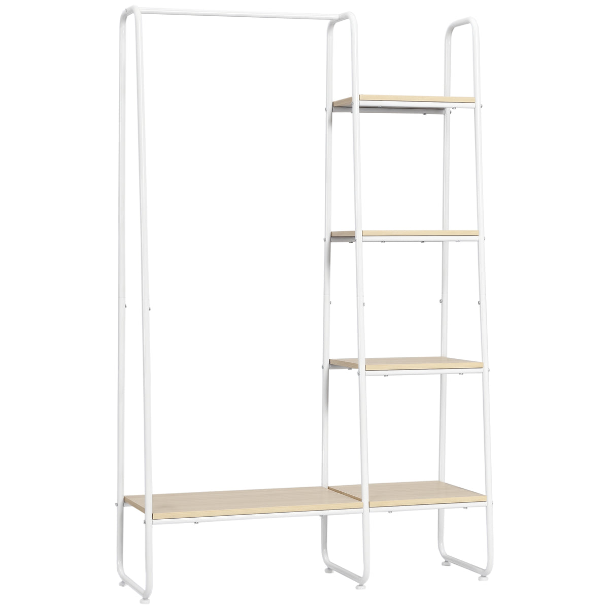 HOMCOM Kleiderständer Garderobenständer, 5 Regale u. 1 Kleiderstange 101 cm x 39 cm x 160 cm