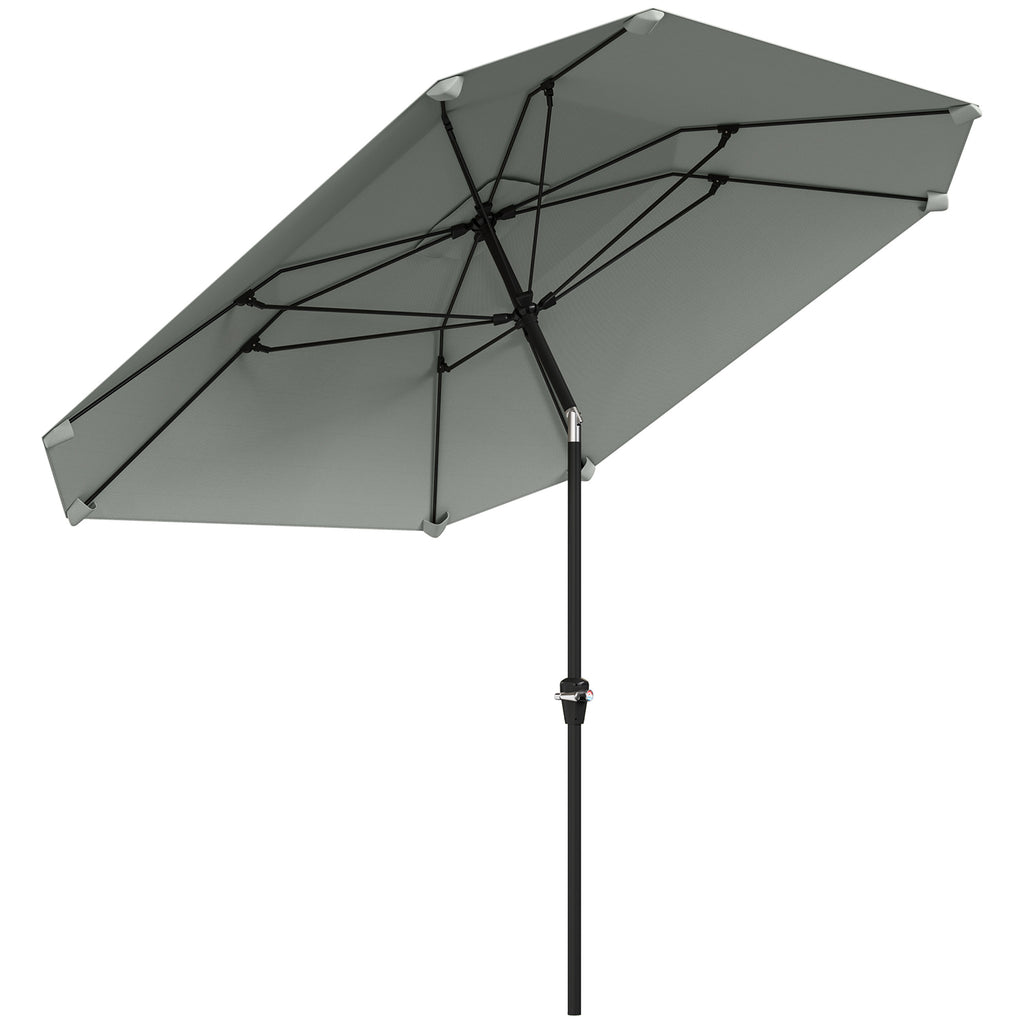 Outsunny 2,3 m Sonnenschirm ohne Basis, Verstellbarer Terrassenschirm mit Kurbel, Polyester, Aluminium, Fiberglas, Dunkelgrau