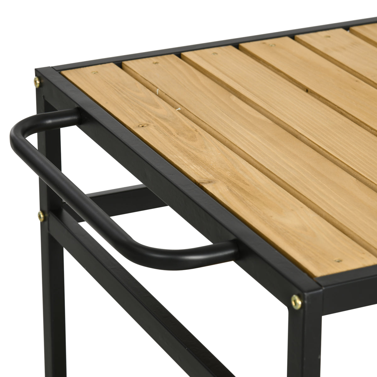 Outsunny Servierwagen im Industrie-Design, wetterbeständig, 3 Haken, 1 Regal,107 cm x 65 cm x 80 cm, Schwarz +Natur