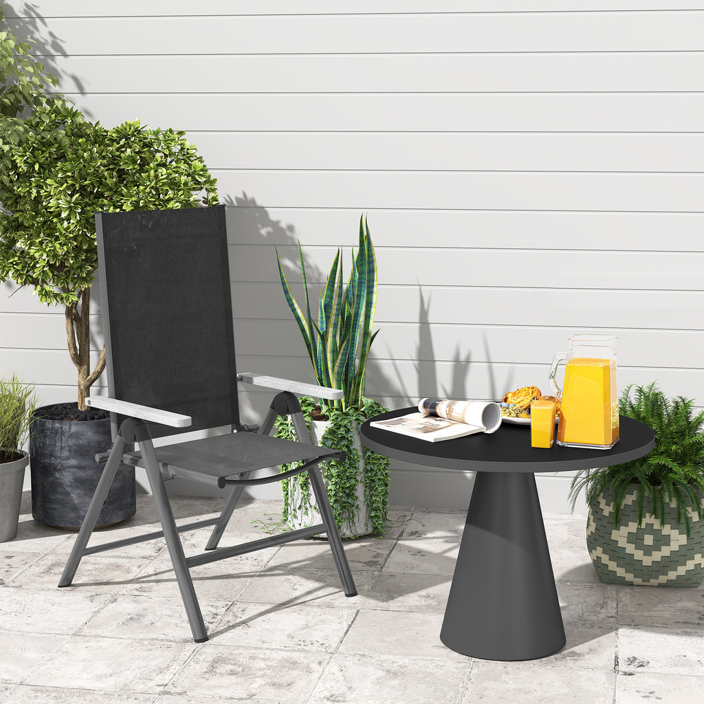 Outsunny Gartenstuhl aus Stahl Klappstuhl mit Armlehnen klappbar Balkonstuhl 120kg Belastbar 60 x 73 x 108cm Schwarz