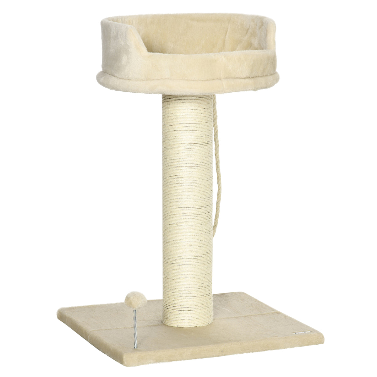 PawHut Kratzbaum Katzenbaum Katzenbett, 1 Katzenbett, inkl. Katzenspielzeug, 55 cm x 55 cm x 83 cm, Beige