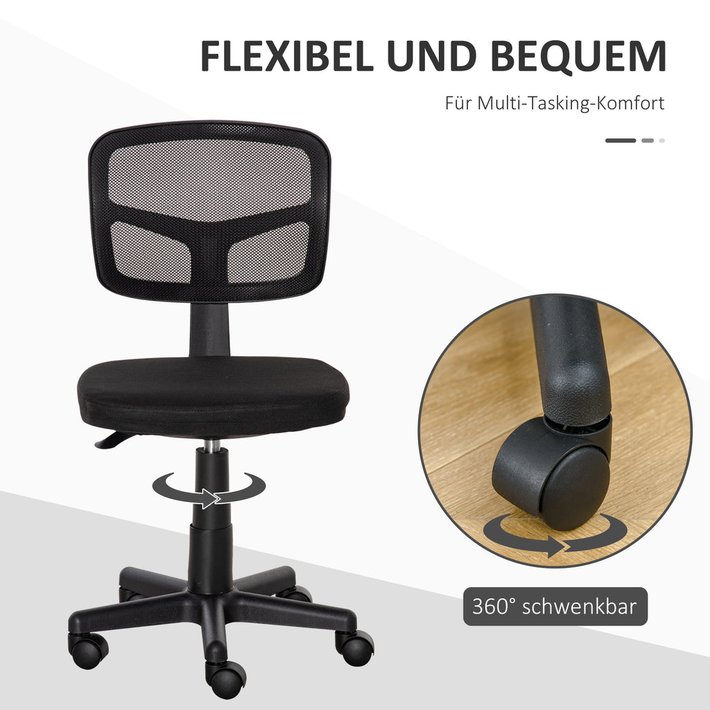 Vinsetto Bürostuhl Ergonomischer Schreibtischstuhl, Höhenverstellbarer Drehstuhl, Platzsparend Schwarz
