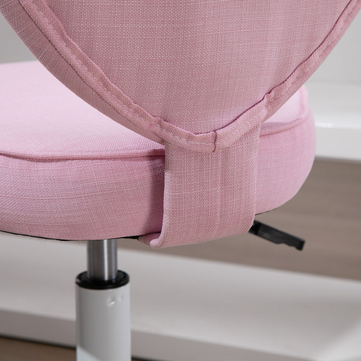 HOMCOM Drehstuhl, niedliches Herz-Design, höhenverstellbar, Stoffbezug in Leinenoptik, rosa, 40 x 50 x 79-89 cm