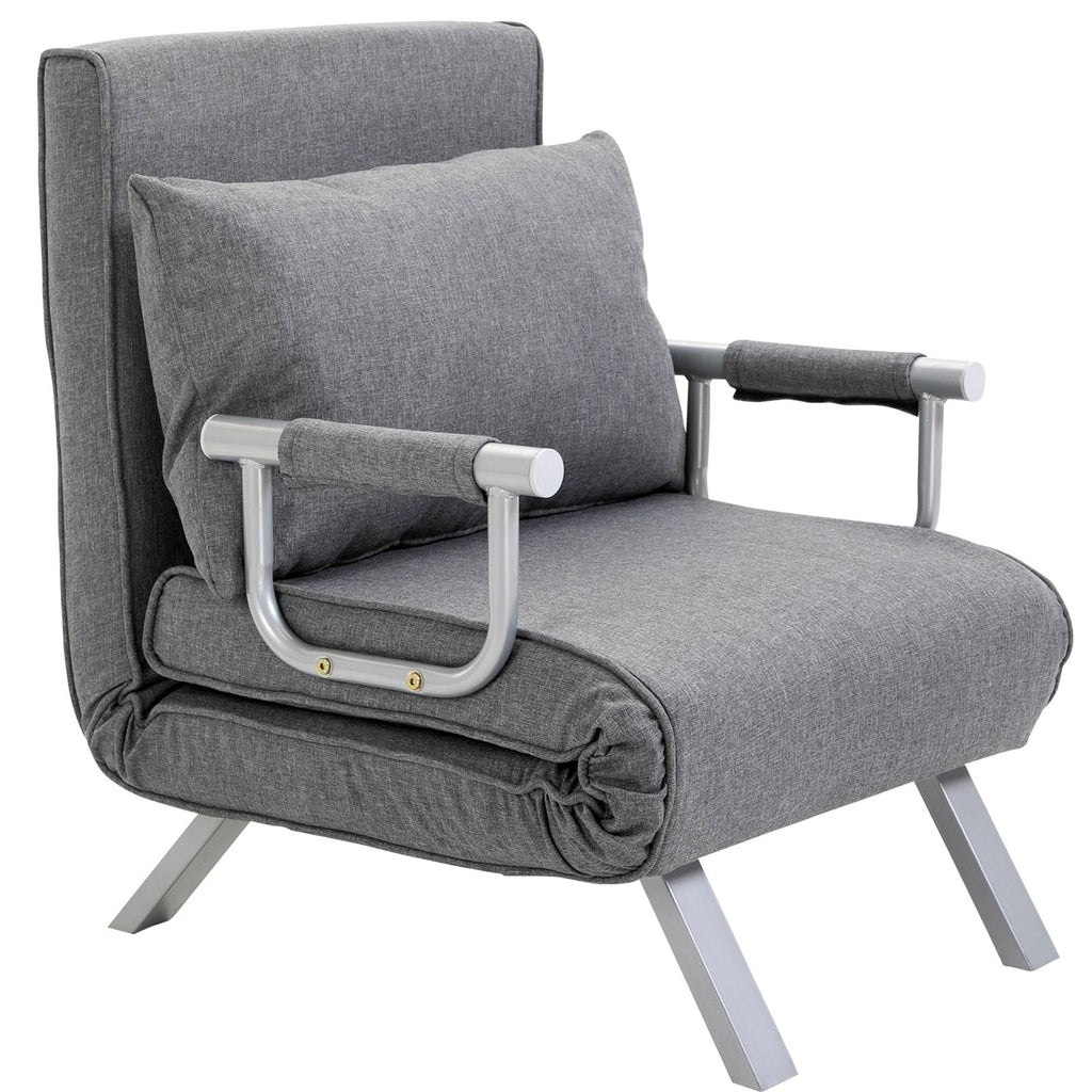 HOMCOM Relaxsessel Liegesessel Sessel, Liegefunktion, Gästebett, 65 cm x 69 cm x 80 cm, Grau