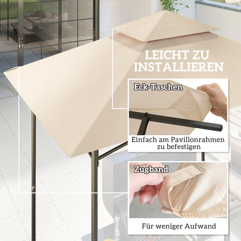 Outsunny Ersatzplane für Gartenpavillon, Grillpavillon-Ersatzdach für 152 x 244 cm Gestelle, UPF50+ Schutz, Polyester, Beige