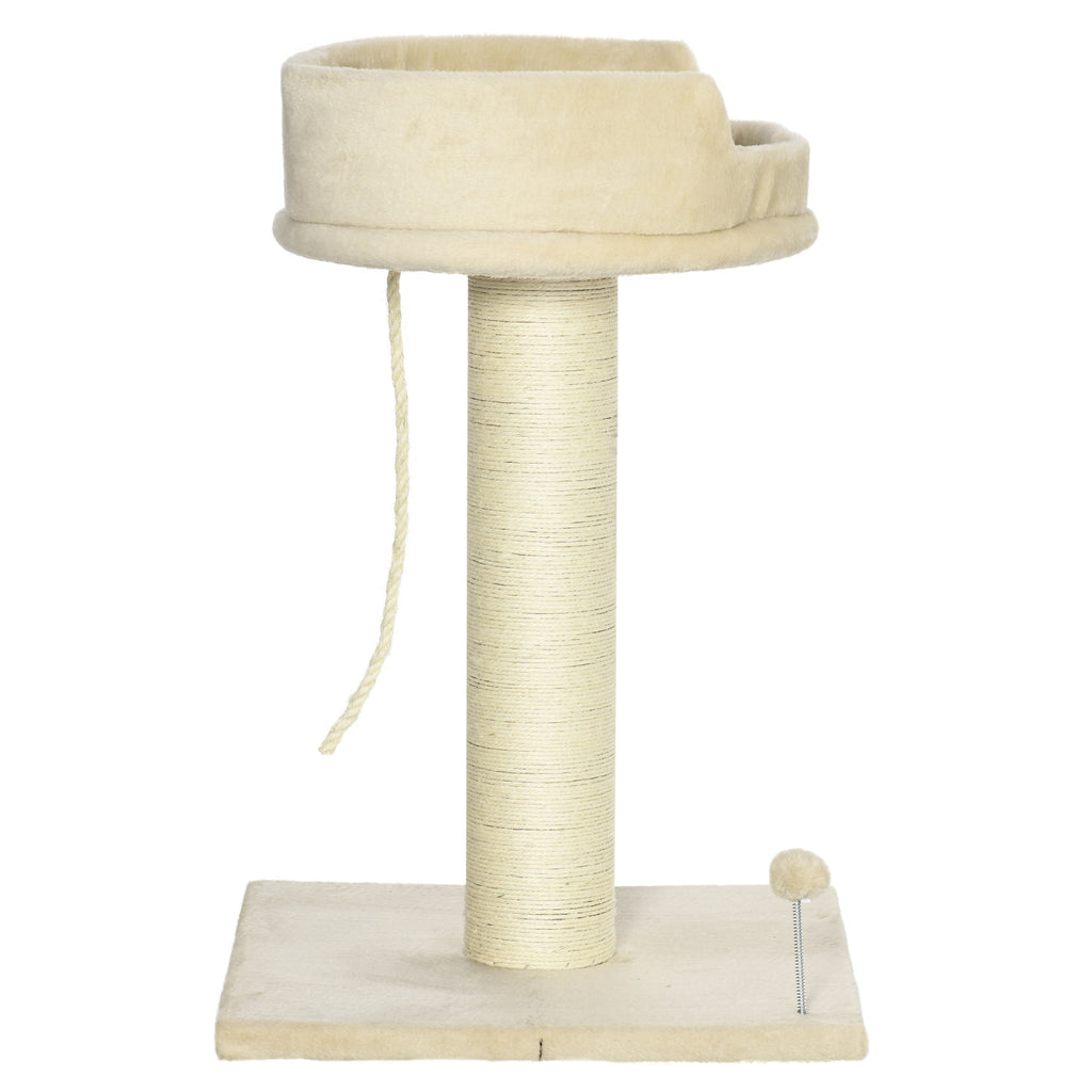 PawHut Kratzbaum Katzenbaum Katzenbett, 1 Katzenbett, inkl. Katzenspielzeug, 55 cm x 55 cm x 83 cm, Beige
