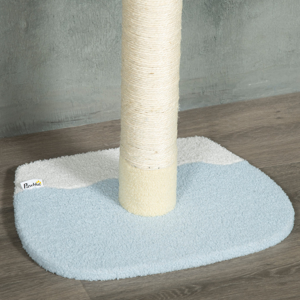 PawHut Höhenverstellbarer Kratzbaum, Anti-Rutsch, Sisalseil-Pfosten, 220-260H x 47L x 34W cm, Gelb/Weiß/Blau