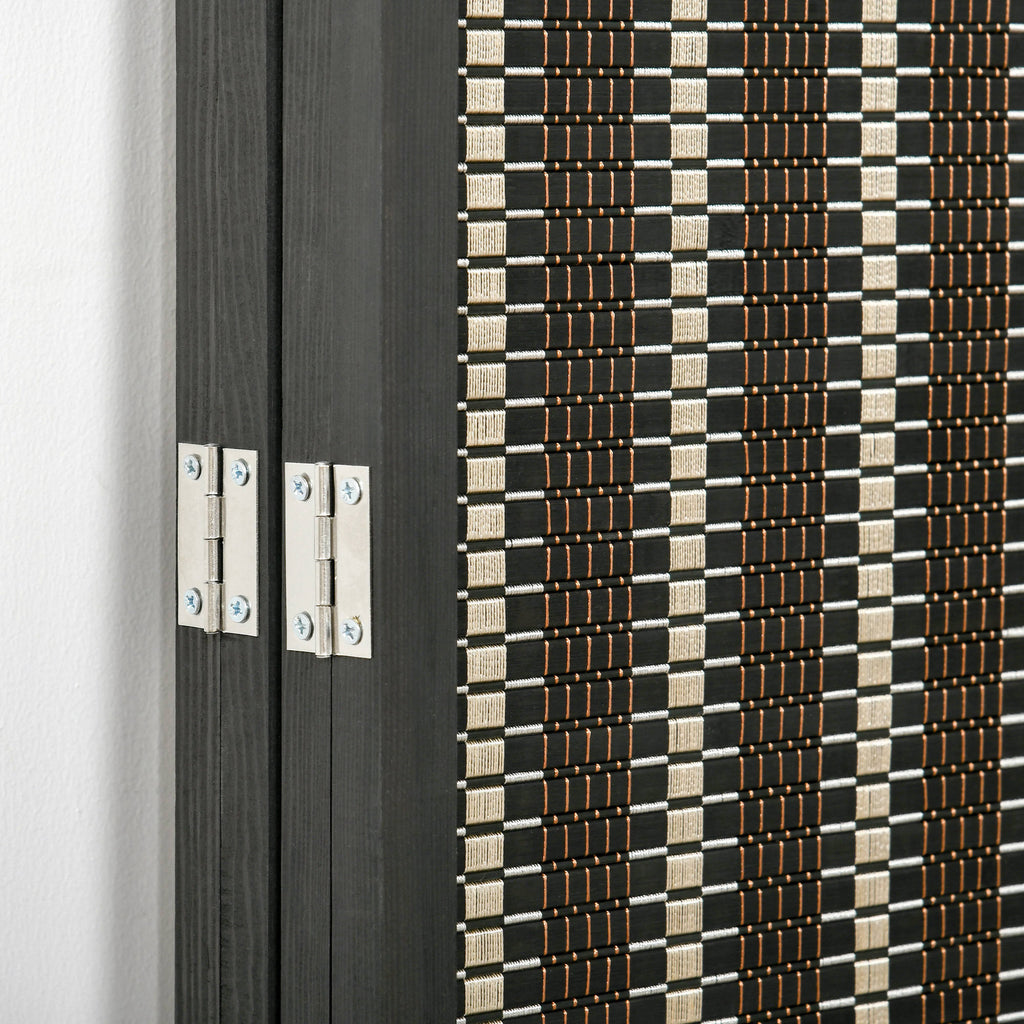 HOMCOM Raumteiler, faltbar, Kiefernholz/Bambus, 180 x 180 cm, Braun/Schwarz