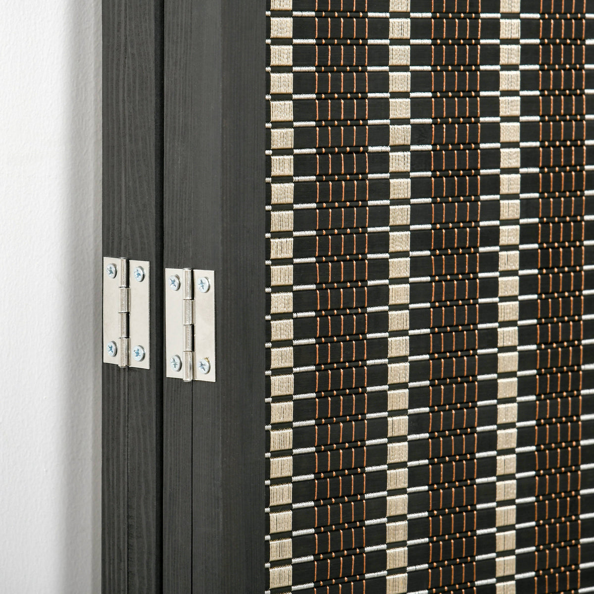HOMCOM Raumteiler, faltbar, Kiefernholz/Bambus, 180 x 180 cm, Braun/Schwarz