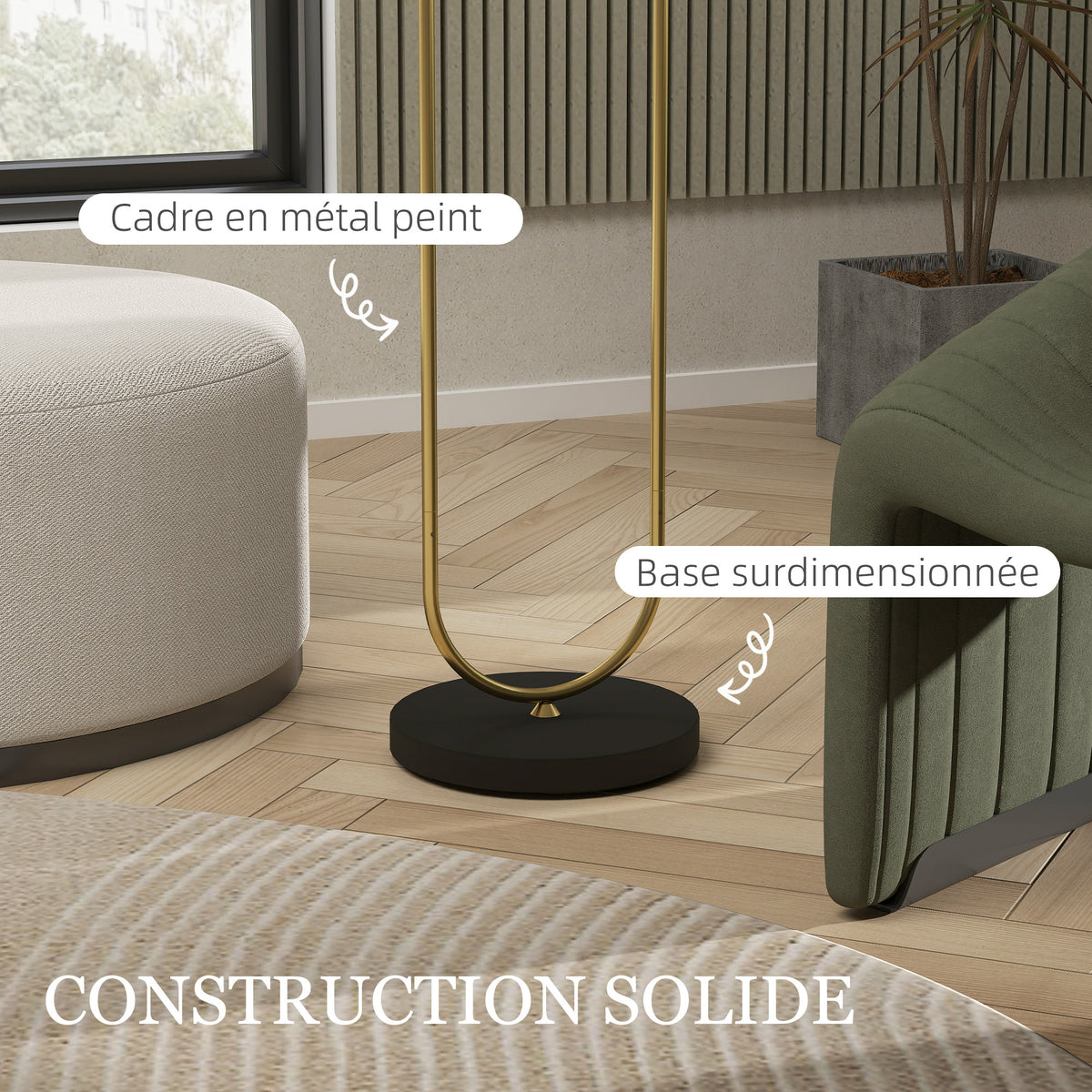 HOMCOM Stehlampe mit Leinenschirm und E27-Fassung, moderner Stil, Fußschalter für Wohnzimmer und Schlafzimmer, 156 cm, gold und schwarz
