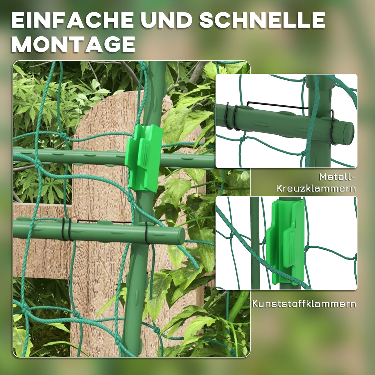 Outsunny Großer Rankbogen, Vogelschutznetz, einfache Montage, Metall, 144 x 167 x 206 cm