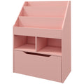 HOMCOM Bücherregal mit Mehrfach-Aufbewahrung 3 Regale 2 Fächer Große Schublade aus Holz Rosa