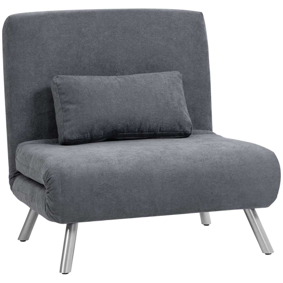 HOMCOM Polstersessel mit Bettfunktion, 2-in-1 Design, Schlafsessel, Gästebett, Stoffbezug, mit Kissen, Dunkelgrau